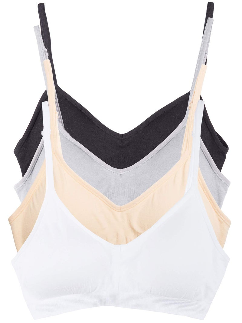 Kalon Womenâ€™s 4 Pack Demi Padded Bralette Wireless Comfortable Bra (M/L Busty, Basics) - Image 1